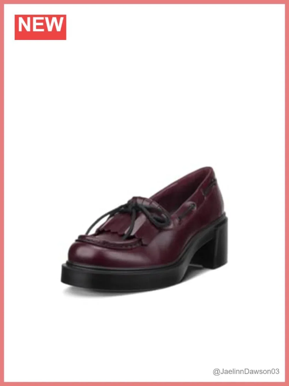 ECCO Seoul 45mm Leather Tassel Loafer Block Heel Slip-On Comfort